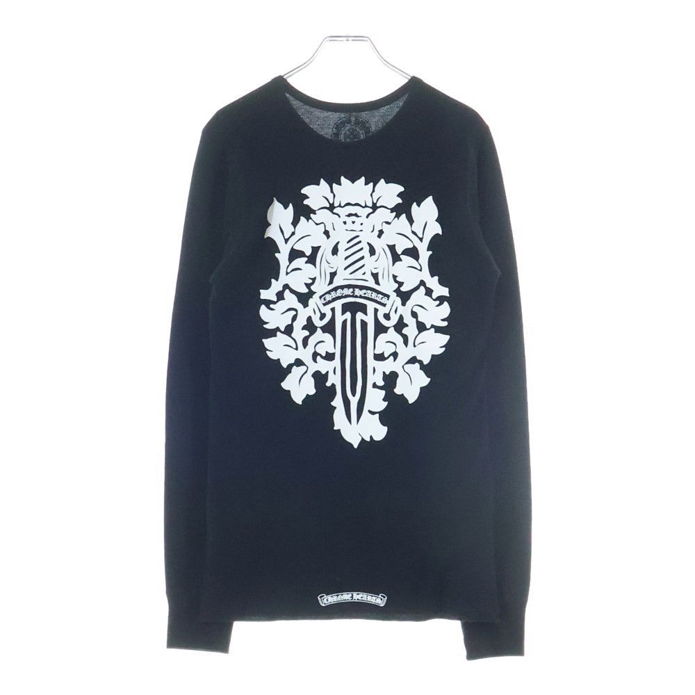 CHROME HEARTS(クロムハーツ) Thermal L/S バックダガープリント サーマル クルーネックロングスリーブTシャツ ブラック/ホワイト