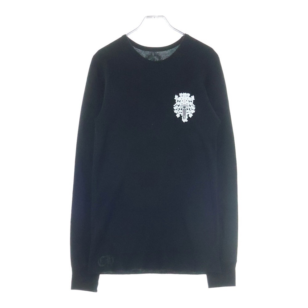 CHROME HEARTS(クロムハーツ) Thermal L/S バックダガープリント サーマル クルーネックロングスリーブTシャツ ブラック/ホワイト