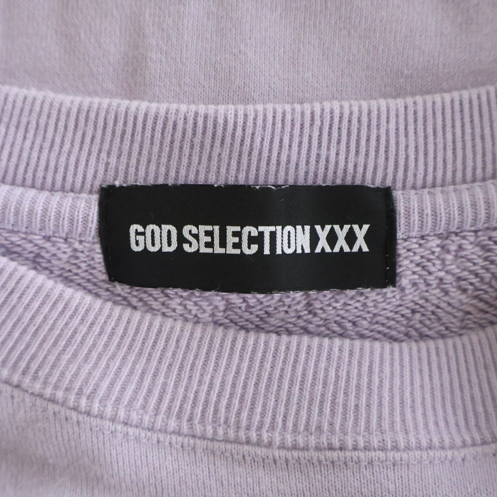 GOD SELECTION XXX(ゴッドセレクショントリプルエックス) ロゴワッペン クルーネックトレーナースウェット パープル