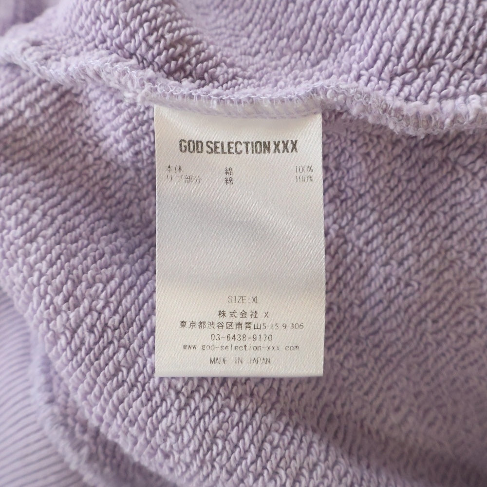 GOD SELECTION XXX(ゴッドセレクショントリプルエックス) ロゴワッペン クルーネックトレーナースウェット パープル