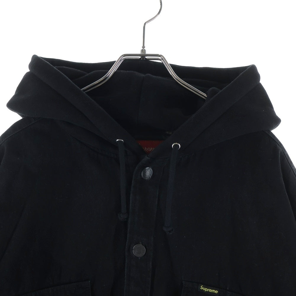 SUPREME(シュプリーム) 22AW Fleece Hooded Denim Shirt フリース フード付き デニム長袖シャツ ブラック