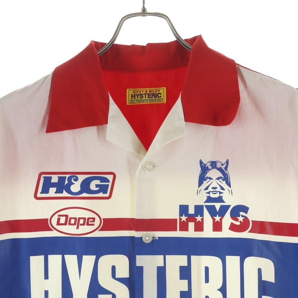 HYSTERIC GLAMOUR(ヒステリックグラマー) 25SS HYSTERIC WOMAN レーシング 半袖シャツ ホワイト/レッド 01251AH05