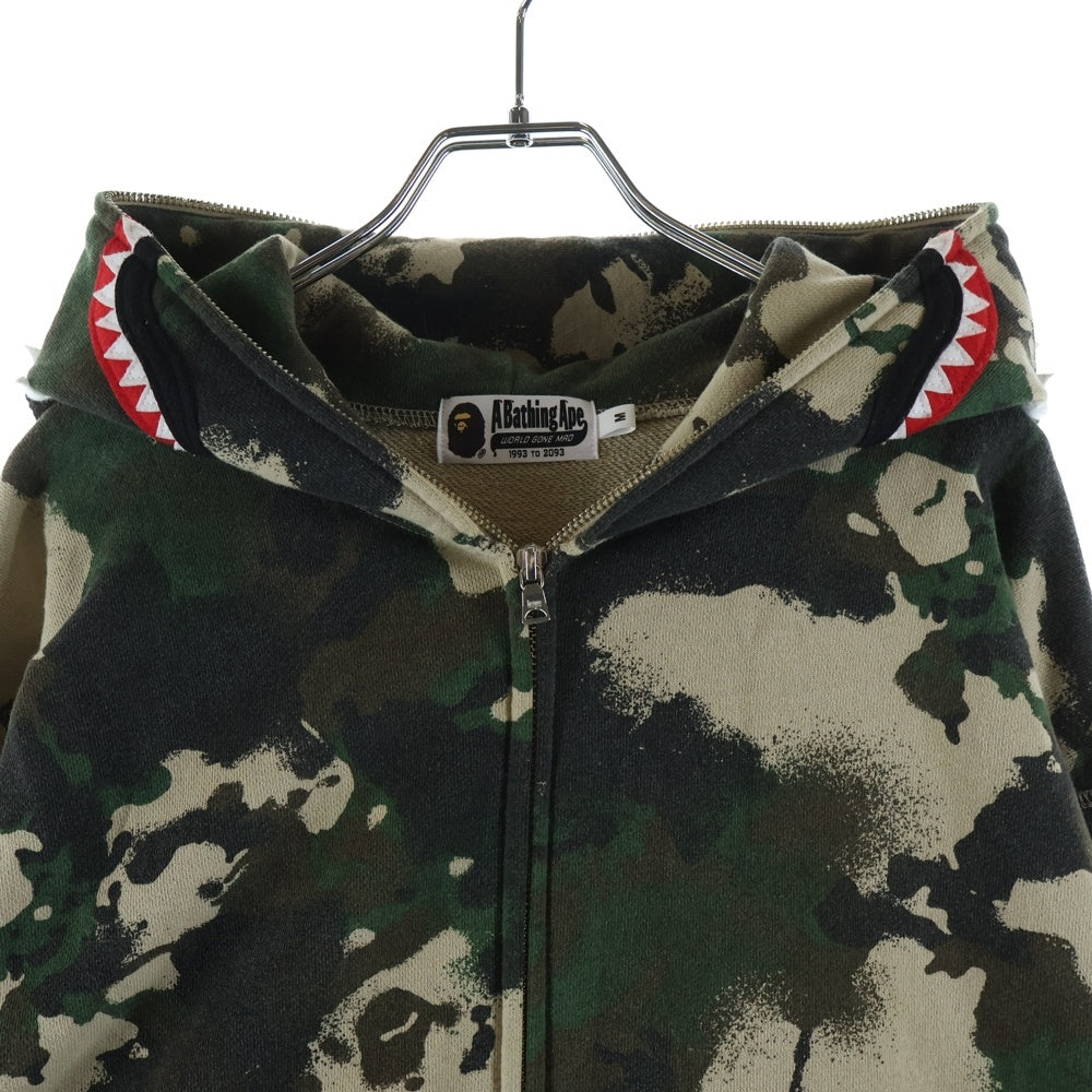A BATHING APE(アベイシングエイプ) MAP CAMO SHARK RELAXED FIT マップカモ シャーク フルジップパーカー 001ZPL301001M