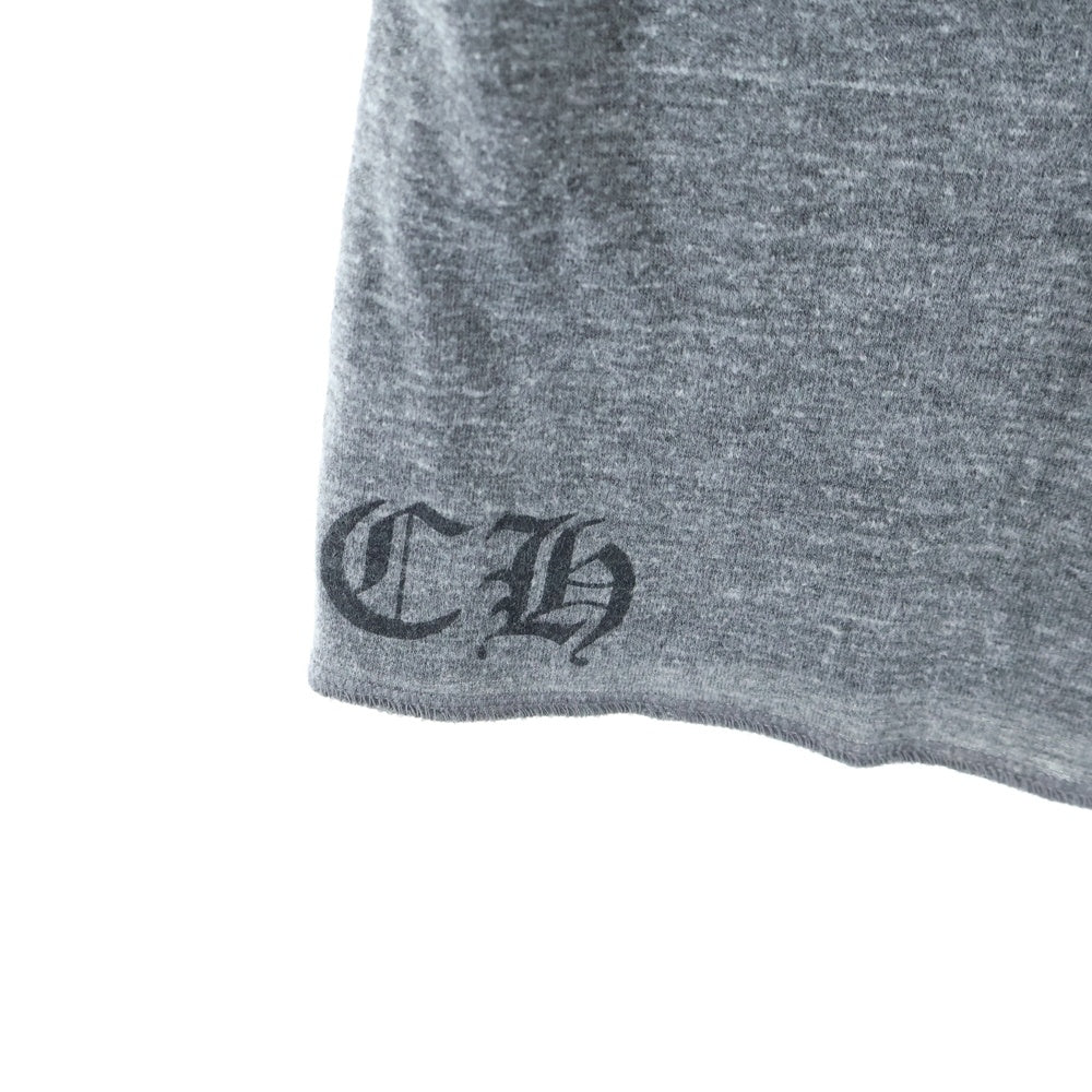 CHROME HEARTS(クロムハーツ) 袖フローラル バックスクロールラベル ラグランスリーブ 七分袖ヘンリーネックTシャツ カットソー グレー