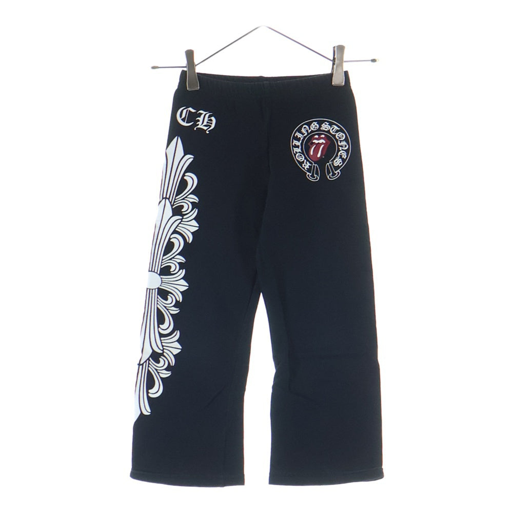 CHROME HEARTS(クロムハーツ) OLD ×The Rolling Stones Lip And Tongue オールド ザ ローリングストーンズ リップアンドタン フローラルプリントスウェットパンツ キッズ ブラック