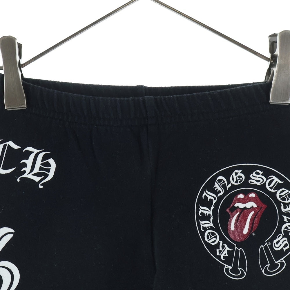 CHROME HEARTS(クロムハーツ) OLD ×The Rolling Stones Lip And Tongue オールド ザ ローリングストーンズ リップアンドタン フローラルプリントスウェットパンツ キッズ ブラック