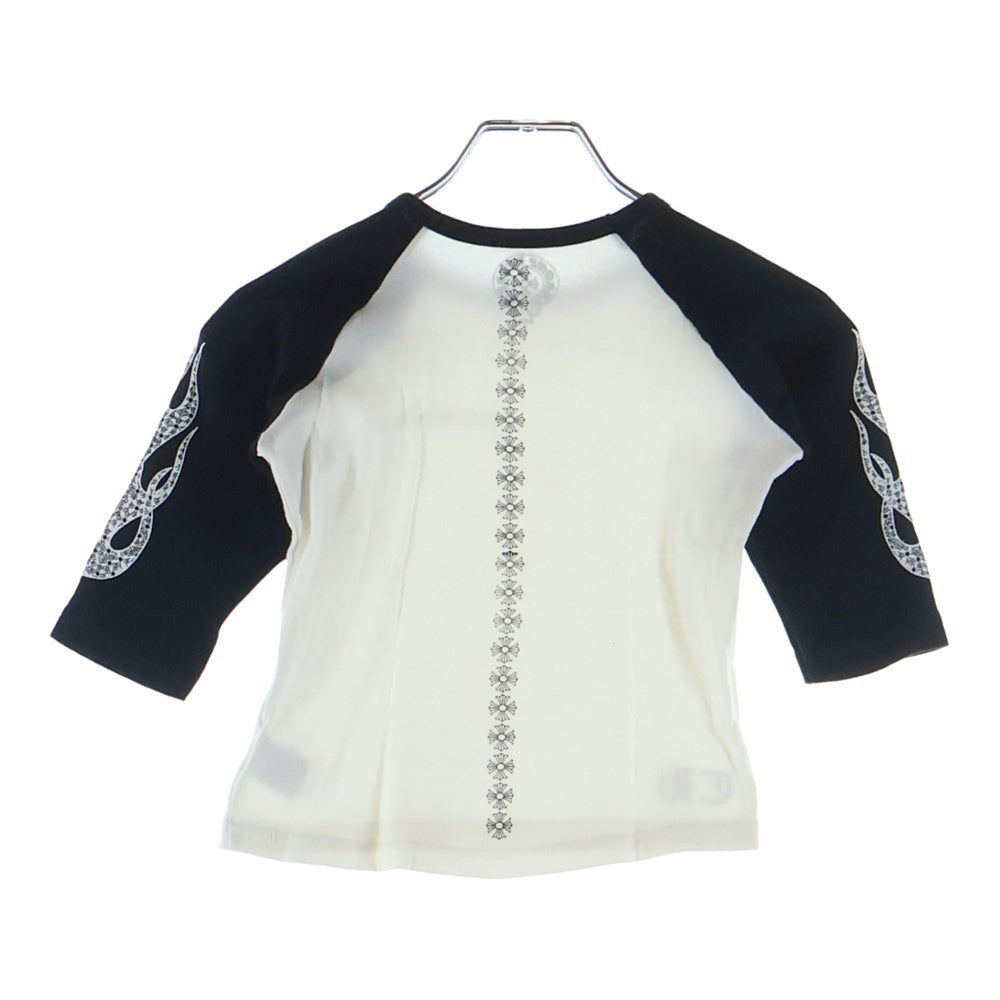 CHROME HEARTS(クロムハーツ) 袖CHプラス総柄プリント バックCHクロス ラグランスリーブ 七分袖Tシャツ カットソー キッズ ホワイト/ブラック