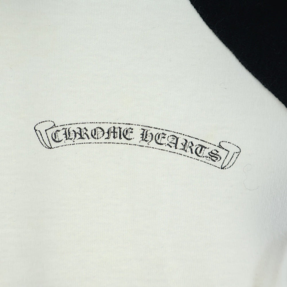 CHROME HEARTS(クロムハーツ) 袖CHプラス総柄プリント バックCHクロス ラグランスリーブ 七分袖Tシャツ カットソー キッズ ホワイト/ブラック