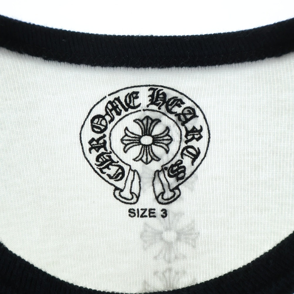CHROME HEARTS(クロムハーツ) 袖CHプラス総柄プリント バックCHクロス ラグランスリーブ 七分袖Tシャツ カットソー キッズ ホワイト/ブラック