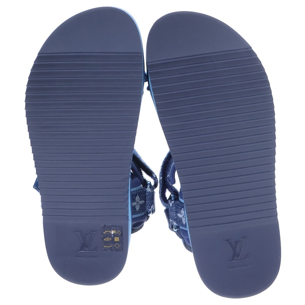 LOUIS VUITTON(ルイヴィトン) パナマ・ライン モノグラム デニム ベルクロストラップ サンダル ブルー FD1211