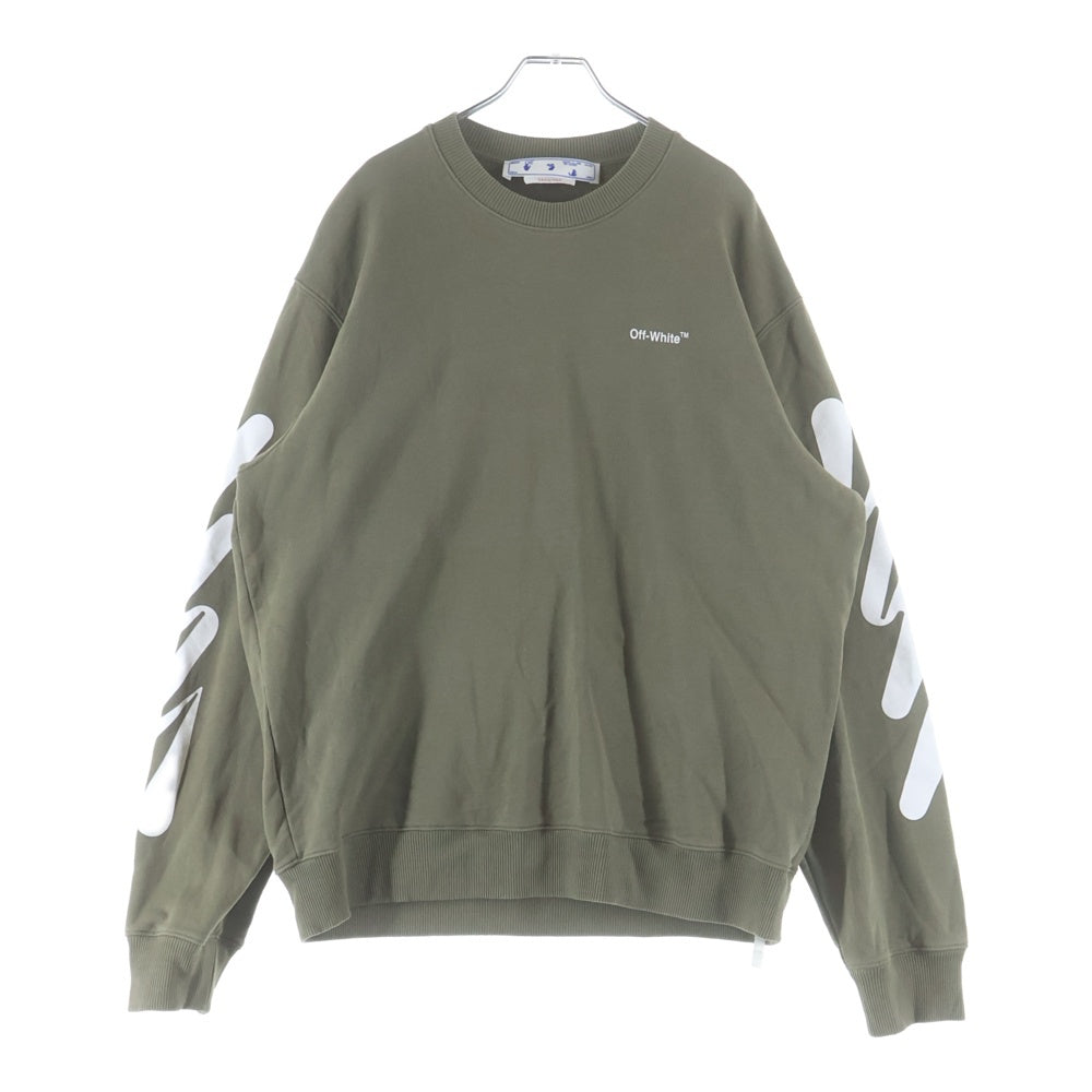 OFF-WHITE(オフホワイト) 22SS WAVE DIAG SLIM CREWNECK ウェーブ ダイアグ スリム クルーネックトレーナー スウェット カーキ OMBA057S22FLE003