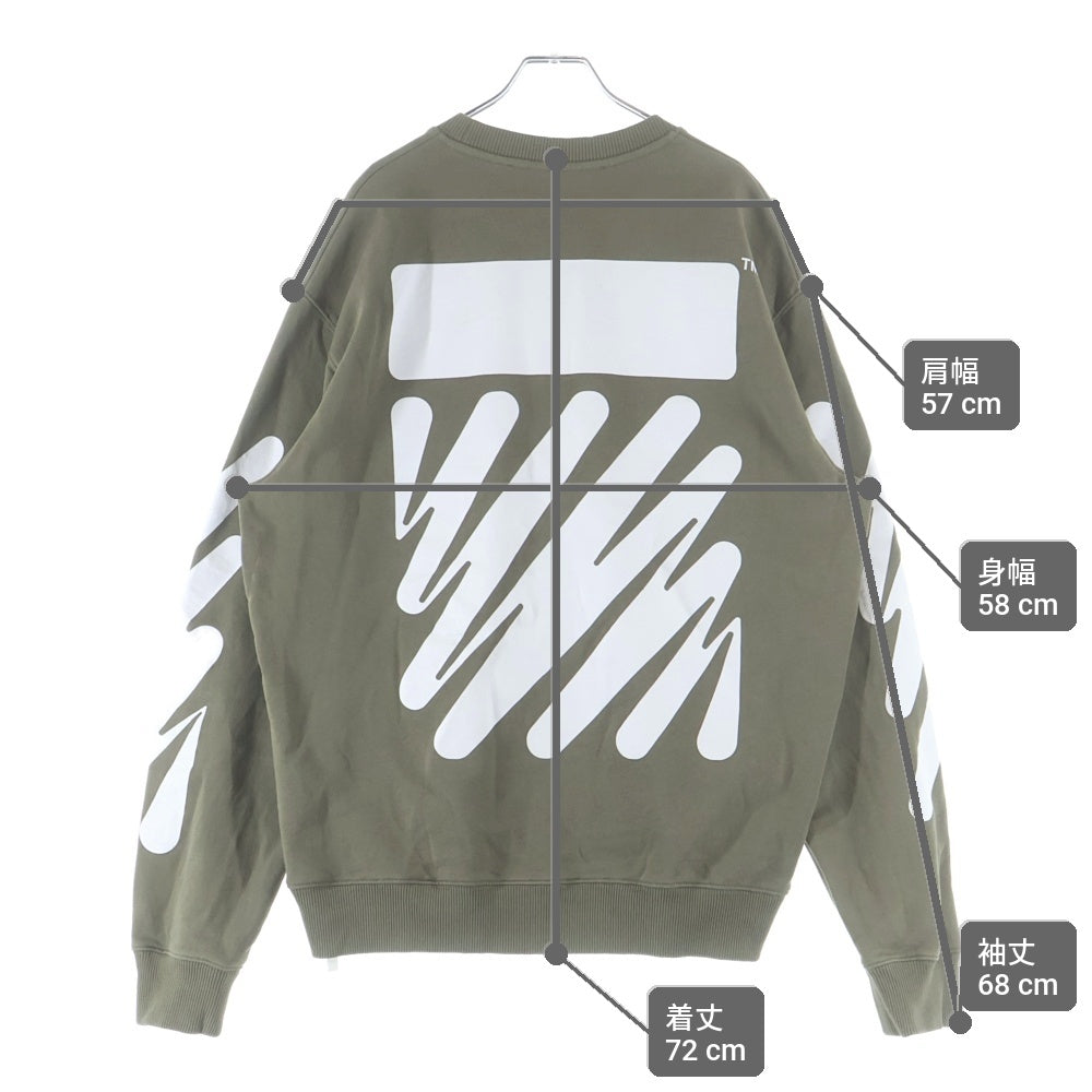 OFF-WHITE(オフホワイト) 22SS WAVE DIAG SLIM CREWNECK ウェーブ ダイアグ スリム クルーネックトレーナー スウェット カーキ OMBA057S22FLE003