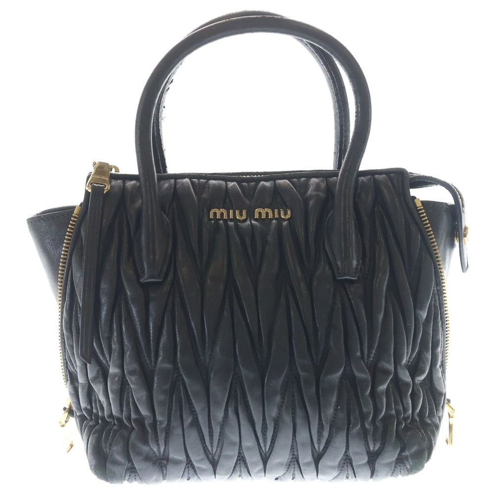 miumiu(ミュウミュウ) MATELASSE マテラッセ 2WAY レザー ハンドバック ショルダーバッグ ブラック レディース