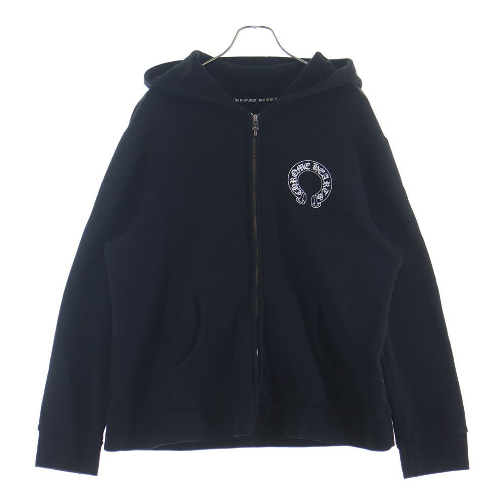 CHROME HEARTS(クロムハーツ) FLRL Zip Hoodie 袖フローラル ジップアップパーカー アーチロゴ ブラック