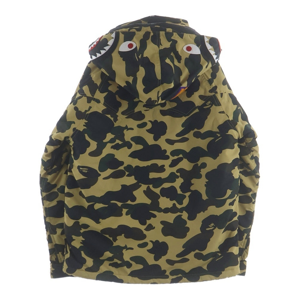 A BATHING APE(アベイシングエイプ) 1ST CAMO SHARK SNOWBOARD JACKET ミリタリージャケット モッズコート カモ 1L80141002 イエロー