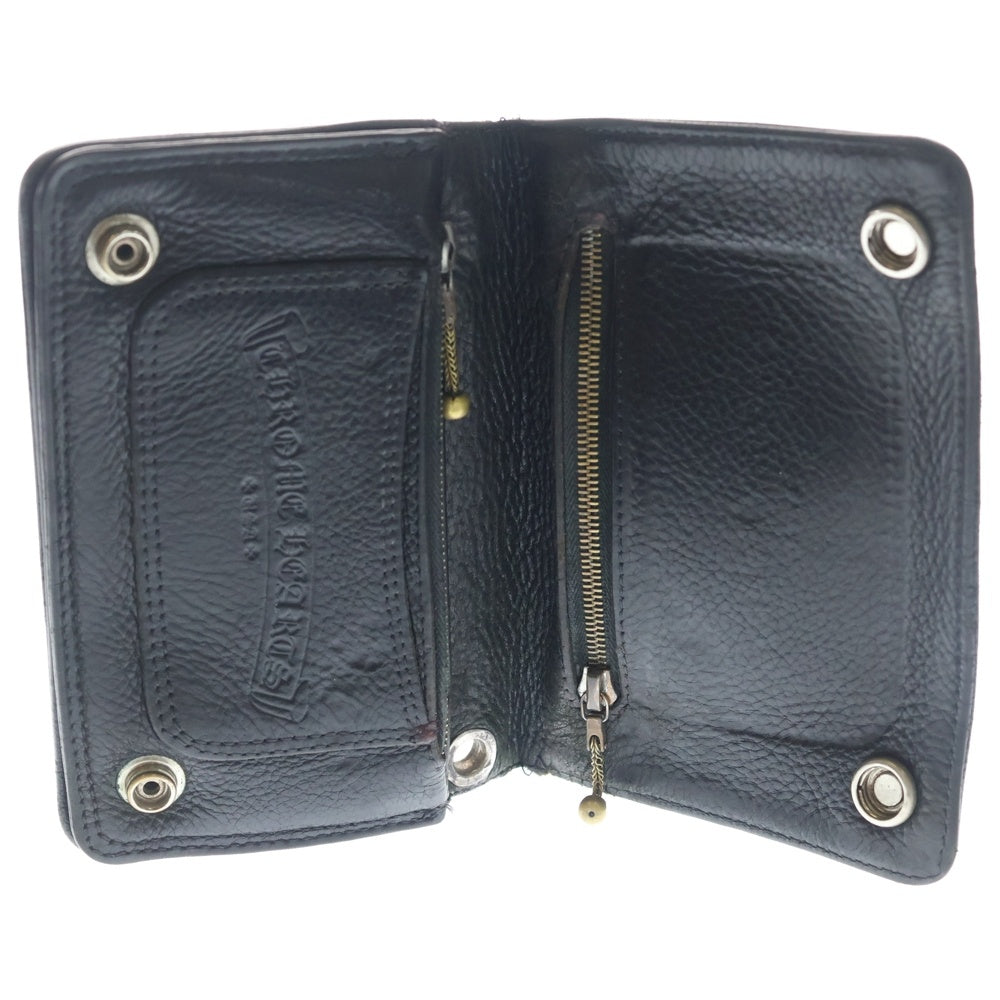 CHROME HEARTS(クロムハーツ) 2ZIP 2ジップ クロスボールボタンレザーウォレット 財布 ブラック BCA363
