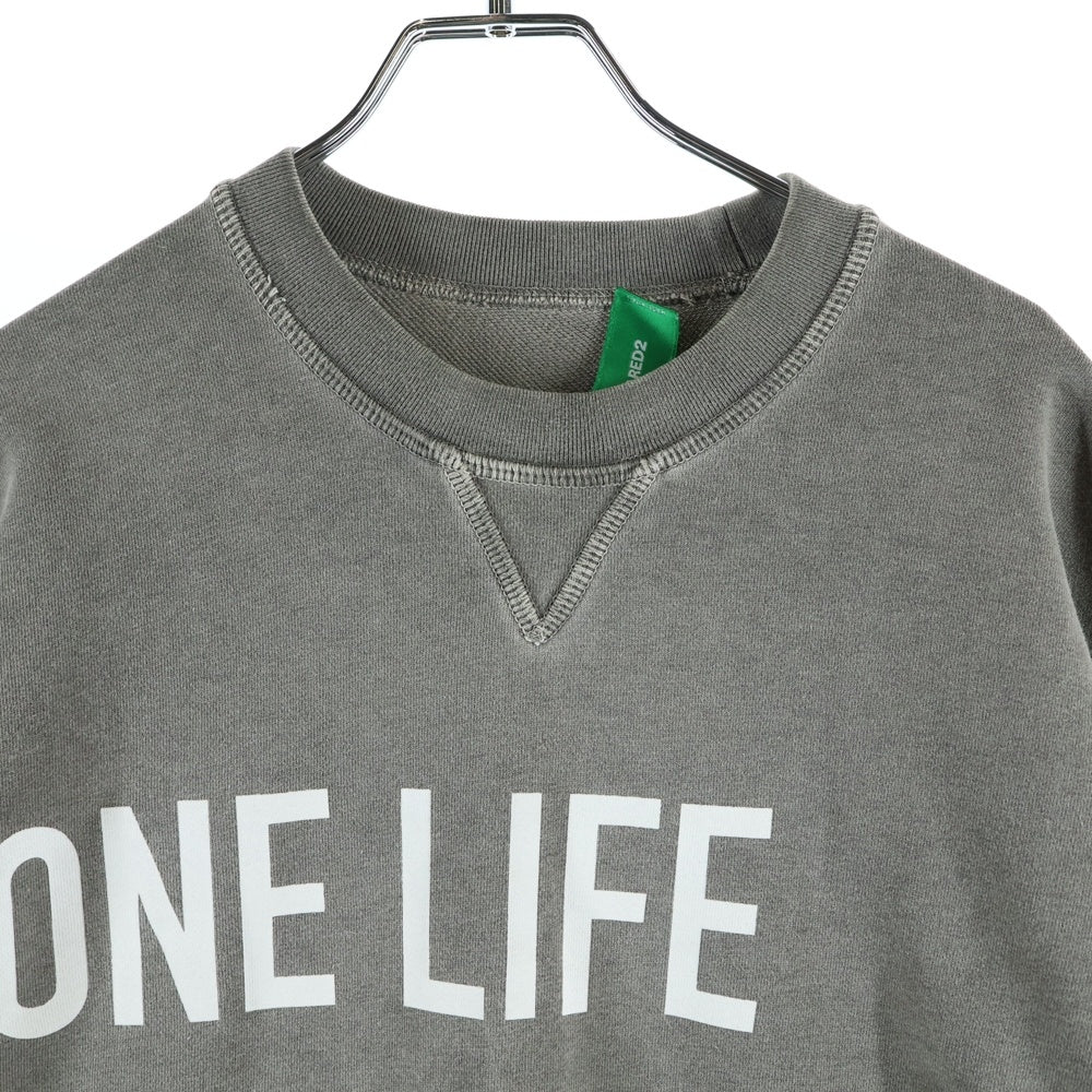 DSQUARED2(ディースクエアード) 22SS ONE LIFE ONE PLANET クルーネックスウェット トレーナー チャコールグレー S78GU0048 S25538