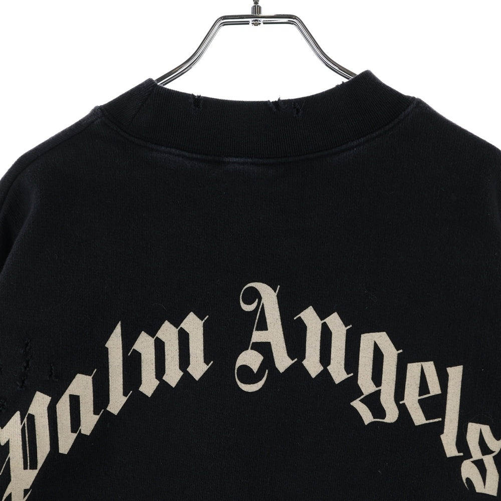 Palm Angels(パームエンジェルス) GRAFFITI FLAMES CREWNECK グラフィティーデザイン スウェット トレーナー ブラック PMBA065F22FLE005