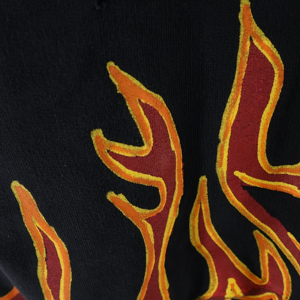 Palm Angels(パームエンジェルス) GRAFFITI FLAMES CREWNECK グラフィティーデザイン スウェット トレーナー ブラック PMBA065F22FLE005