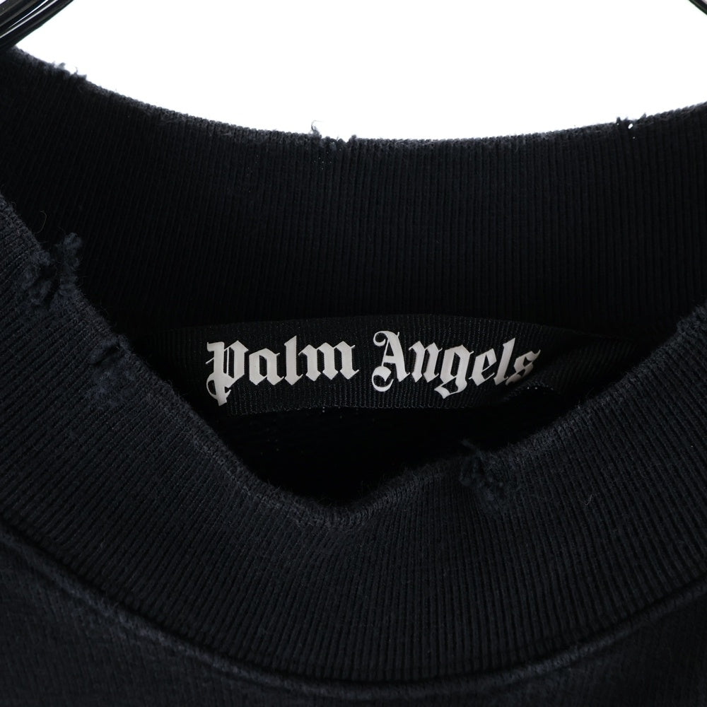Palm Angels(パームエンジェルス) GRAFFITI FLAMES CREWNECK グラフィティーデザイン スウェット トレーナー ブラック PMBA065F22FLE005
