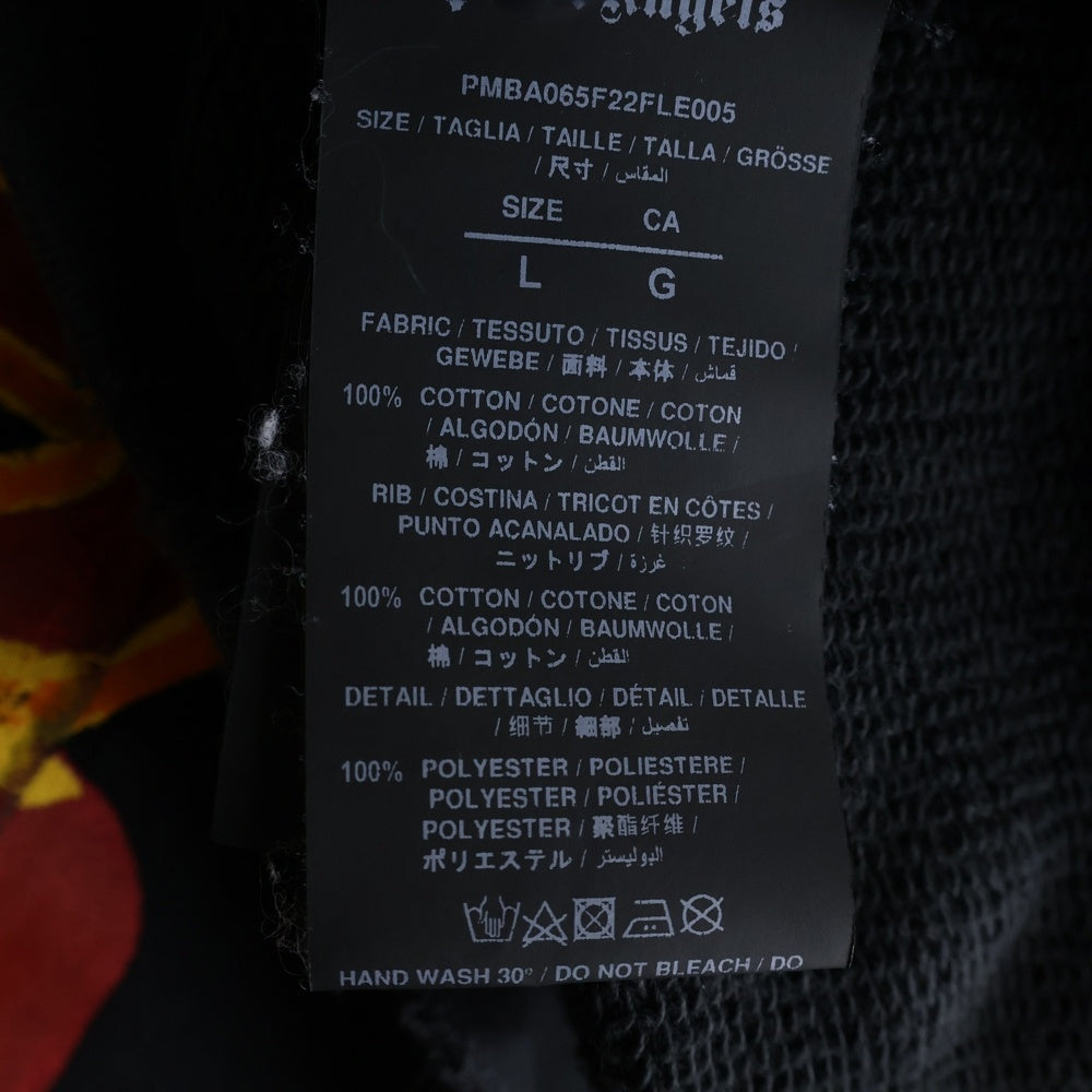 Palm Angels(パームエンジェルス) GRAFFITI FLAMES CREWNECK グラフィティーデザイン スウェット トレーナー ブラック PMBA065F22FLE005
