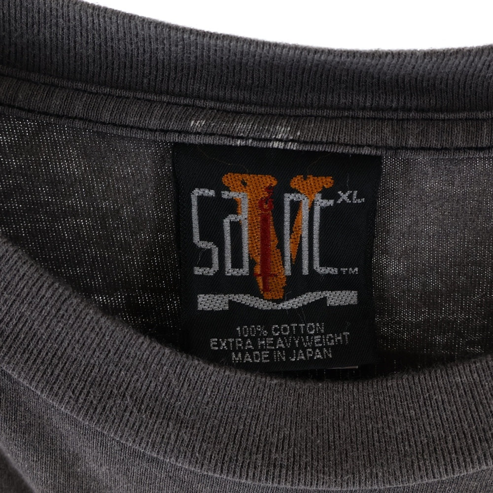 SAINT MICHAEL(セントマイケル) 22SS×VLONE ヴィーロン ヴィンテージ加工LOVEアンドHATEプリント長袖カットソー ロンT グレーブラック SM-S22-0000-068