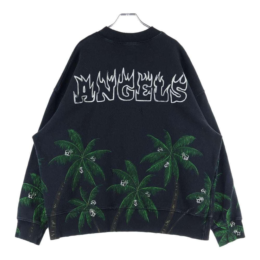 Palm Angels(パームエンジェルス) PALMS&SKULL DISTRESSED SWEATSHIRT スウェット トレーナー ブラック PMBA065F23FLE006
