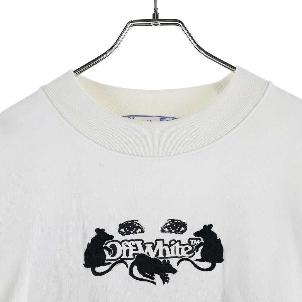 OFF-WHITE(オフホワイト) Jacquard cat chunky pullover knit 刺繍デザイン スウェット トレーナー ホワイト OMBA054S23FLE002