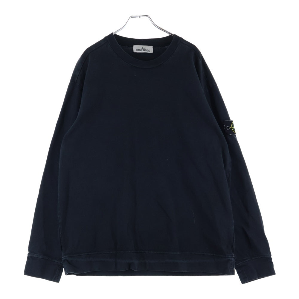 STONE ISLAND(ストーンアイランド) 22SS HEAVY COTTON JERSEY GARMENT DYED ヘヴィー コットン ジャージー ガーメントダイ ロゴパッチ 長袖Tシャツ カットソー ブラック 761563750