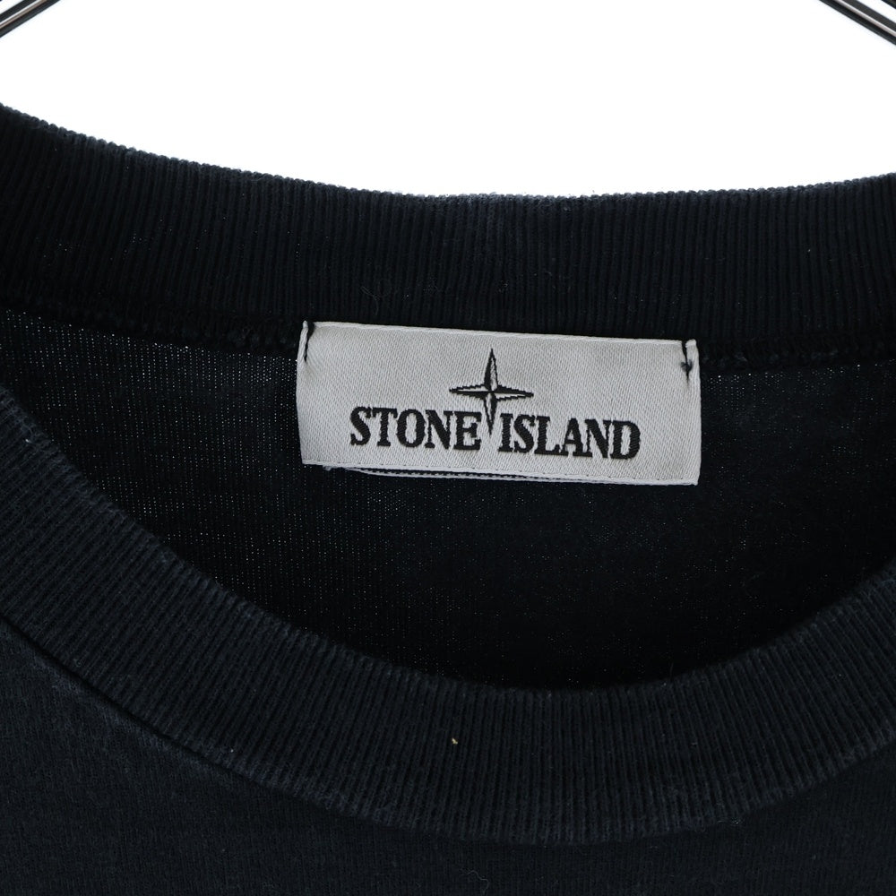STONE ISLAND(ストーンアイランド) 22SS HEAVY COTTON JERSEY GARMENT DYED ヘヴィー コットン ジャージー ガーメントダイ ロゴパッチ 長袖Tシャツ カットソー ブラック 761563750