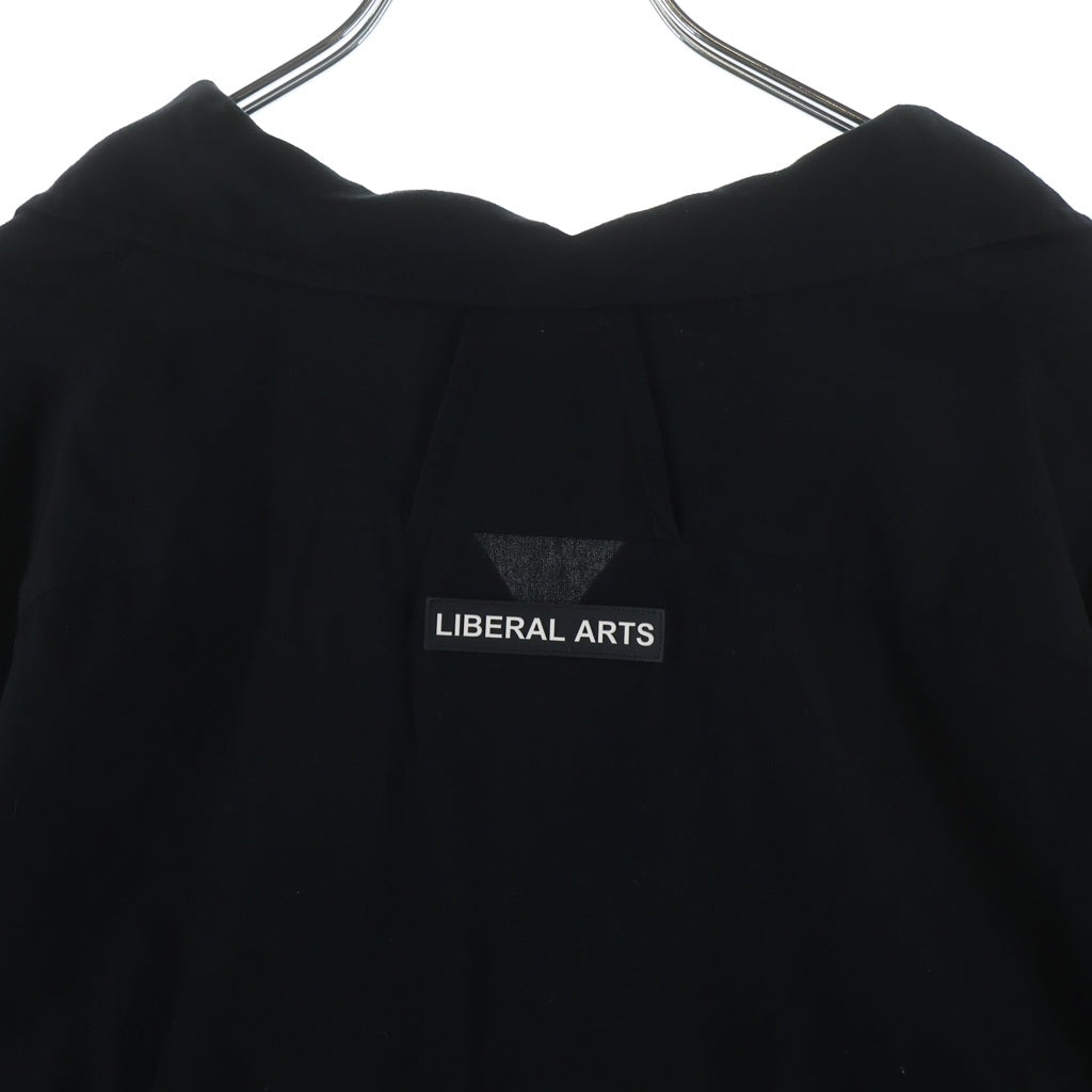 NO BRAND(ノーブランド) LIBERAL ARTS(リベラルアーツ) カッターシャツ 長袖シャツ 袖ロゴ ダメージ加工 ブラック