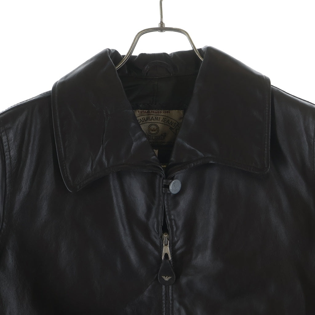 ARMANI JEANS(アルマーニ ジーンズ) 90s Leather Jacket レザージャケット 裏地キルティング ブラウン