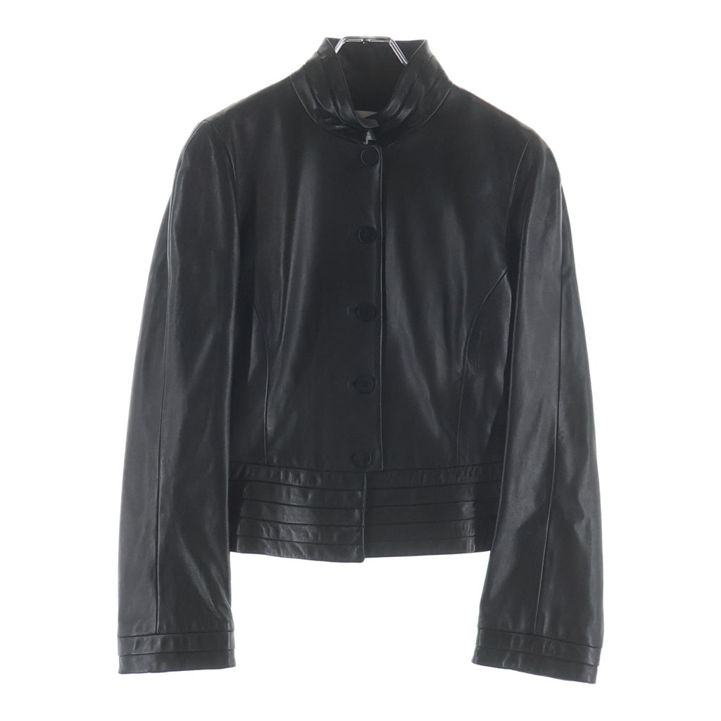 ARMANI COLLEZIONI(アルマーニ コレツィオーニ) Leather Jacket カーフレザー ジャケット スタンドカラー ブラック