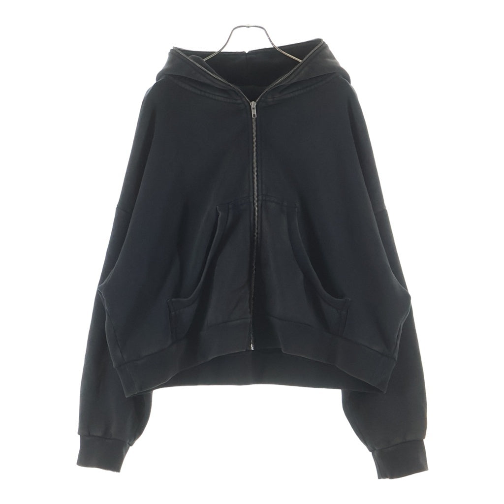 entire studios(エンタイア スタジオ) ETERNAL ZIP SOOT ウォッシュド加工 フルジップアップパーカー フーディー ブラック ES2202 PO0130
