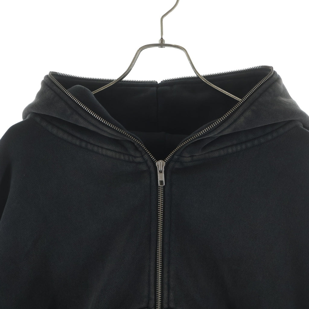 entire studios(エンタイア スタジオ) ETERNAL ZIP SOOT ウォッシュド加工 フルジップアップパーカー フーディー ブラック ES2202 PO0130