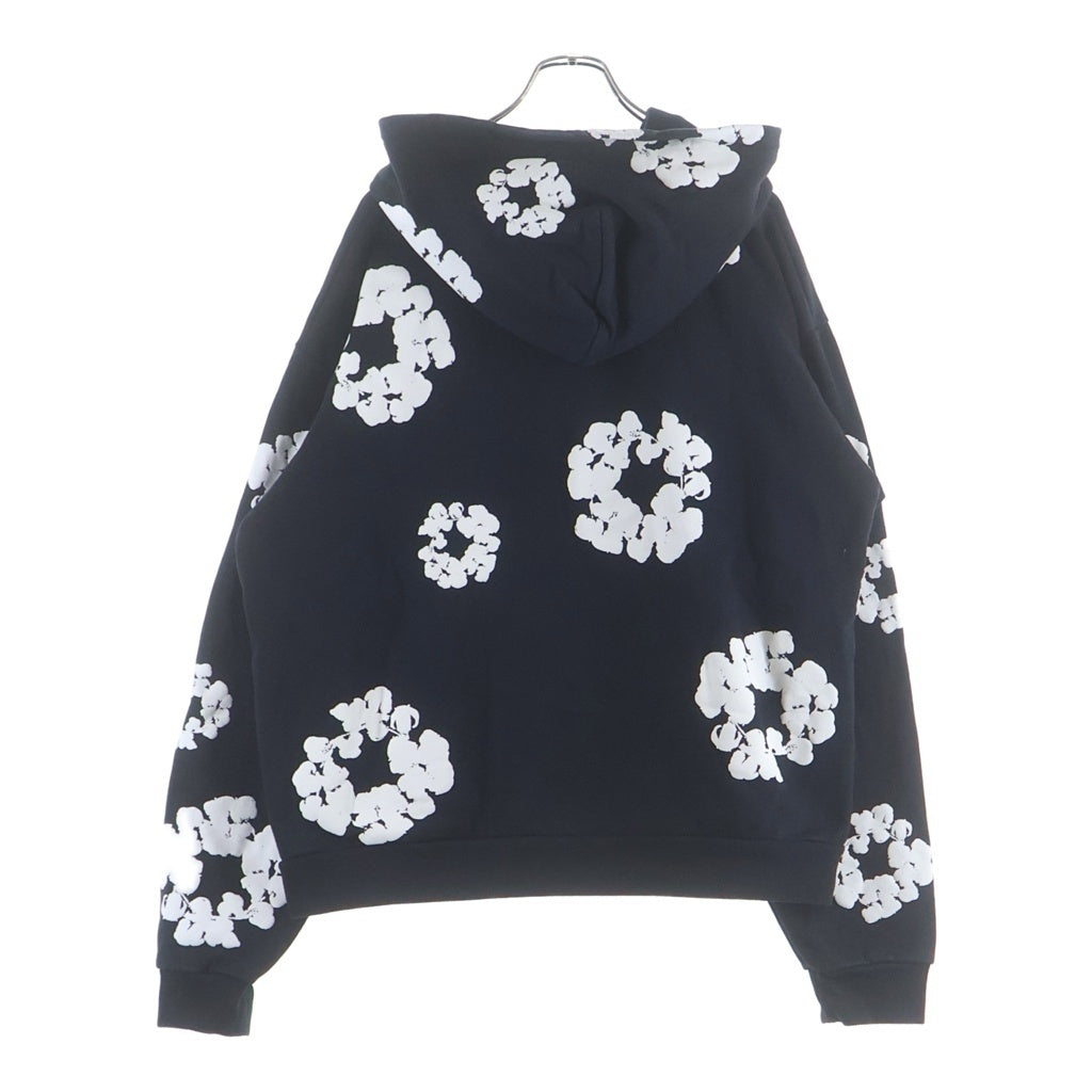 DENIM TEARS(デニムティアーズ) Cotton Wreath PullOver Hoddie コットン フラワー プルオーバーパーカー ブラック/ホワイト