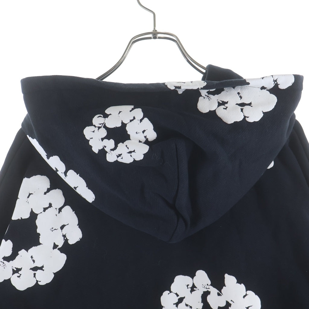 DENIM TEARS(デニムティアーズ) Cotton Wreath PullOver Hoddie コットン フラワー プルオーバーパーカー ブラック/ホワイト