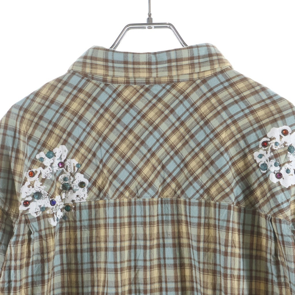 DENIM TEARS(デニムティアーズ) Cotton Wreath Western Button Up コットン 長袖チェックシャツ イエロー/ブルー