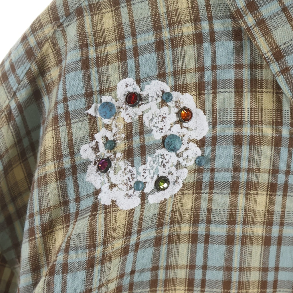 DENIM TEARS(デニムティアーズ) Cotton Wreath Western Button Up コットン 長袖チェックシャツ イエロー/ブルー
