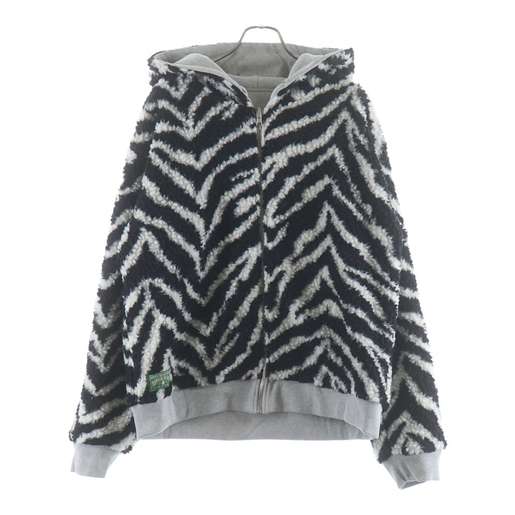 DENIM TEARS(デニムティアーズ) Zebra Lined Zip Hoodie ゼブラ柄 ジップアップパーカー SS24CH0005 グレー/ブラック