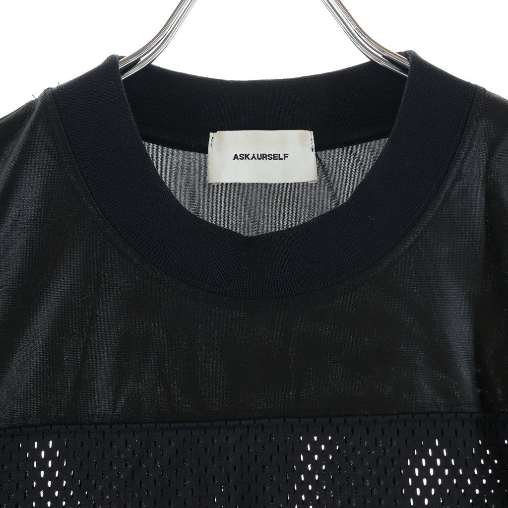 ASKYURSELF(アスクユアセルフ) MESH GOTH CROPPED JERSEY メッシュ クロップド 半袖Tシャツ カットソー ブラック