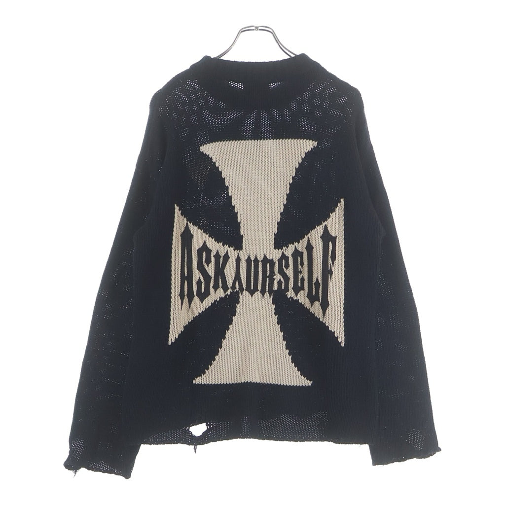 ASKYURSELF(アスクユアセルフ) RIDER CROSS KNIT ライダークロスニット ブラック