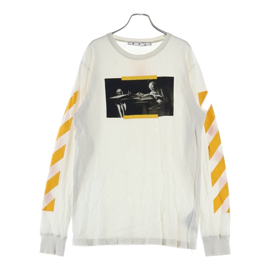 OFF-WHITE(オフホワイト) CARAVANGGIO PAINTING L/S TEE フロントロゴ 長袖Tシャツ カットソー ホワイト OMAB001F21JER004