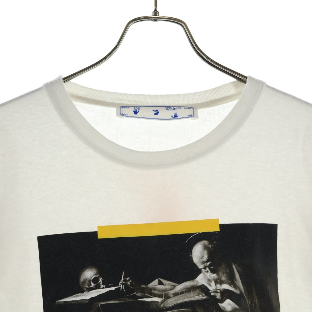 OFF-WHITE(オフホワイト) CARAVANGGIO PAINTING L/S TEE フロントロゴ 長袖Tシャツ カットソー ホワイト OMAB001F21JER004