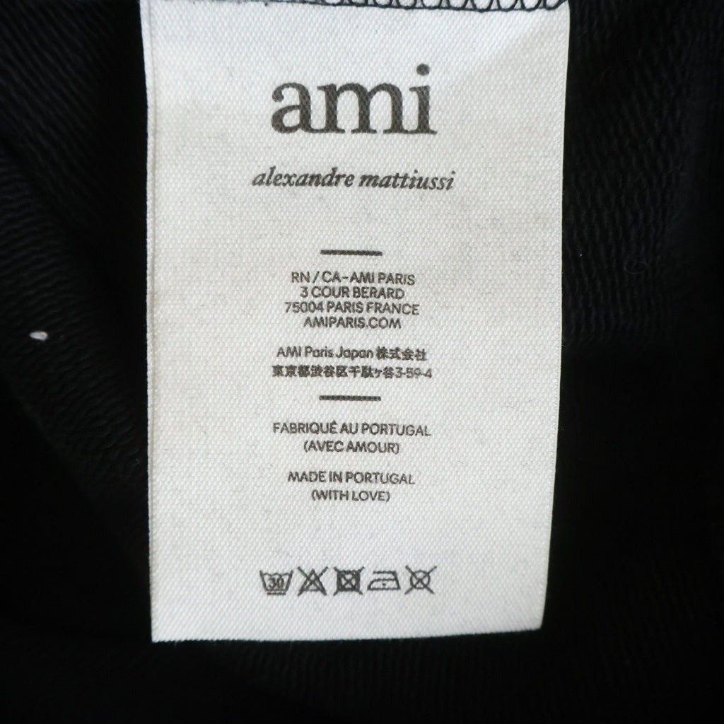 AMI Alexandre Mattiussi(アミアレクサンドルマテュッシ) Ami de Coeur Hoodie ハートロゴ刺繍 プルオーバーパーカー フーディー ブラック USW202.747 レディース