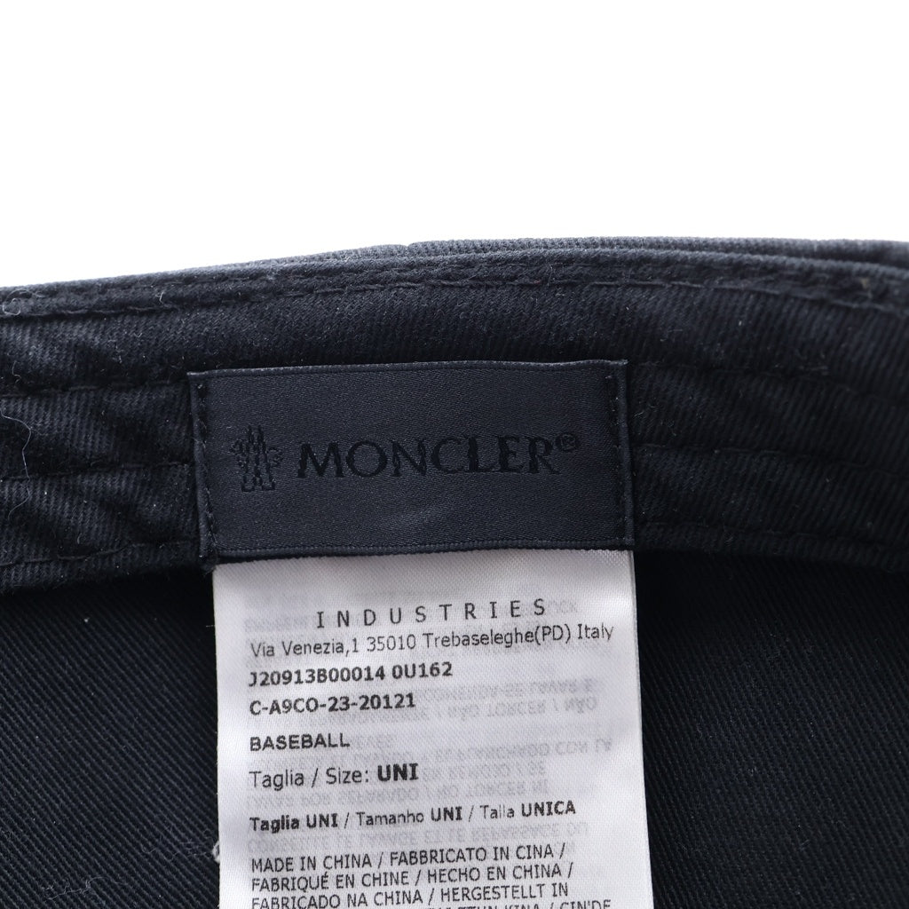 MONCLER(モンクレール) 24AW BASEBALL CAP ロゴパッチ ベースボールキャップ ブラック J20913B00014 0U162