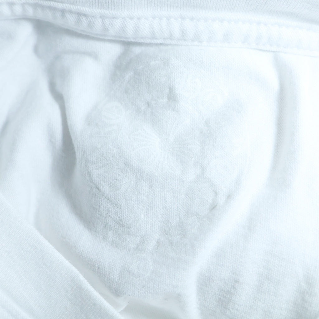 CHROME HEARTS(クロムハーツ) FLRL CRS HORSESHOE L/S バックホースシュー 袖フローラル ロングスリーブ 長袖Tシャツ カットソー ホワイト