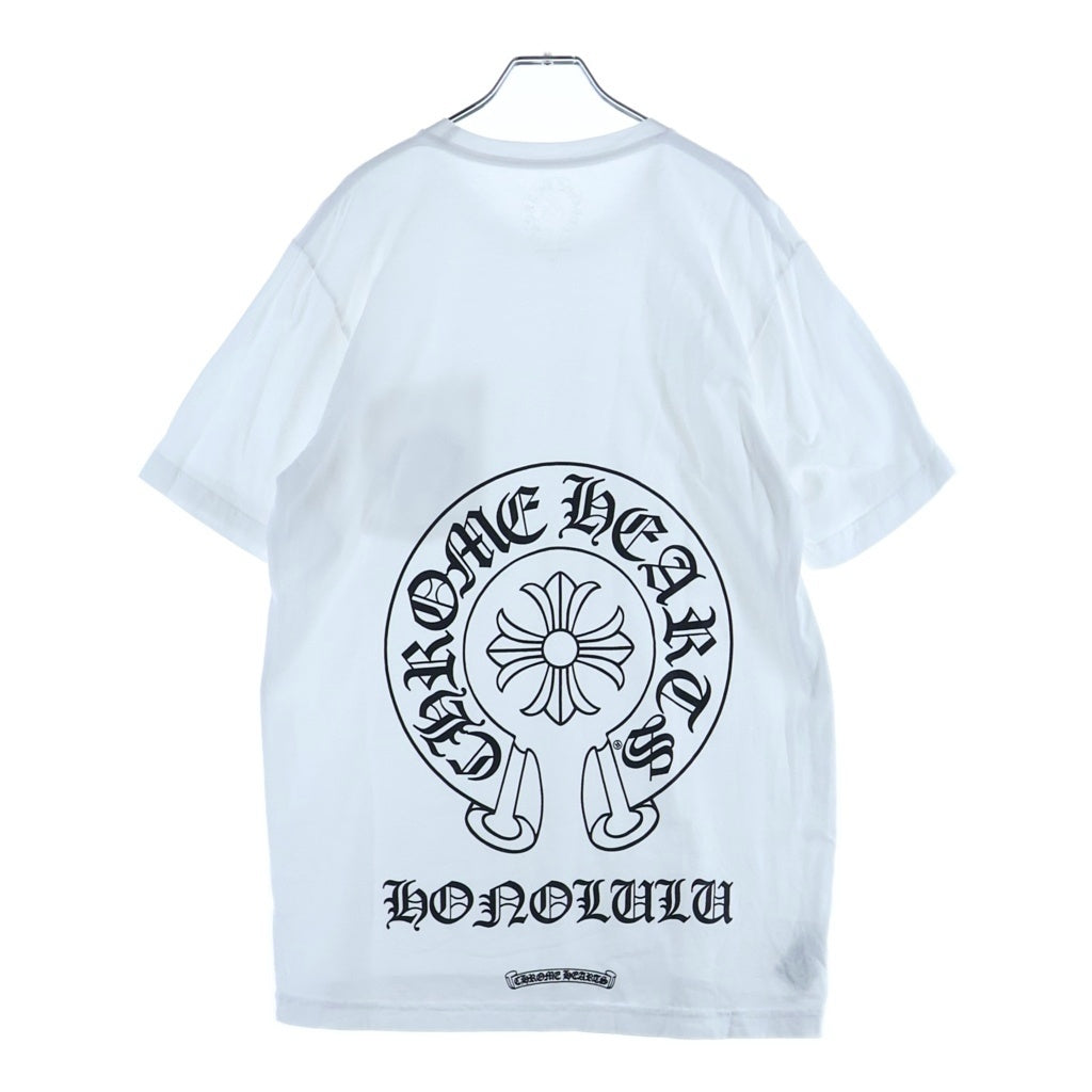 CHROME HEARTS(クロムハーツ) Honolulu Horseshoe S/S Tee ホノルル限定 バック ホースシュー クルーネック半袖Tシャツカットソー ホワイト