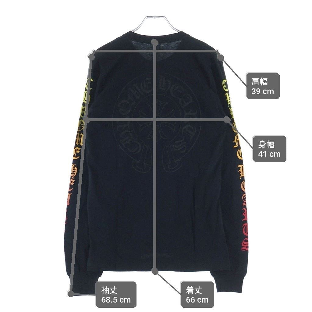 CHROME HEARTS(クロムハーツ) CH L/S NECK LOGO ネックロゴプリント グラデーション 袖ロゴ 長袖Tシャツ ロングスリーブカットソー ブラック/マルチカラー