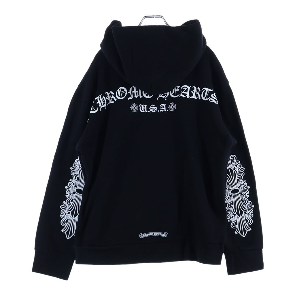 CHROME HEARTS(クロムハーツ) FLRL Zip Hoodie 袖フローラル ジップアップパーカー アーチロゴ ブラック